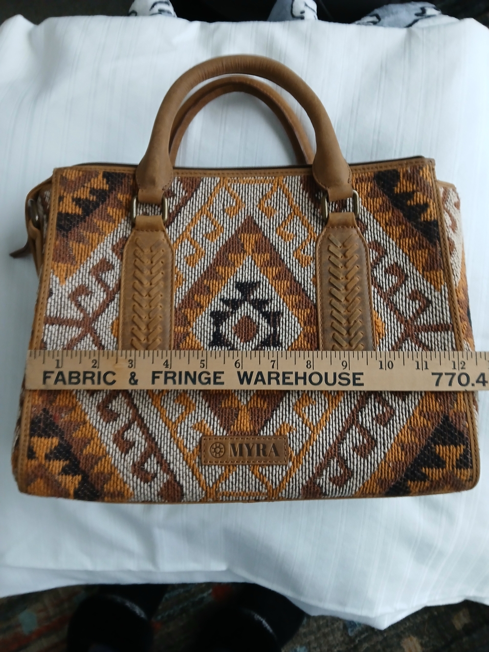 Myra Concealed Carry Bag Handwoven Aztec in Brown - Picture 3 of 4